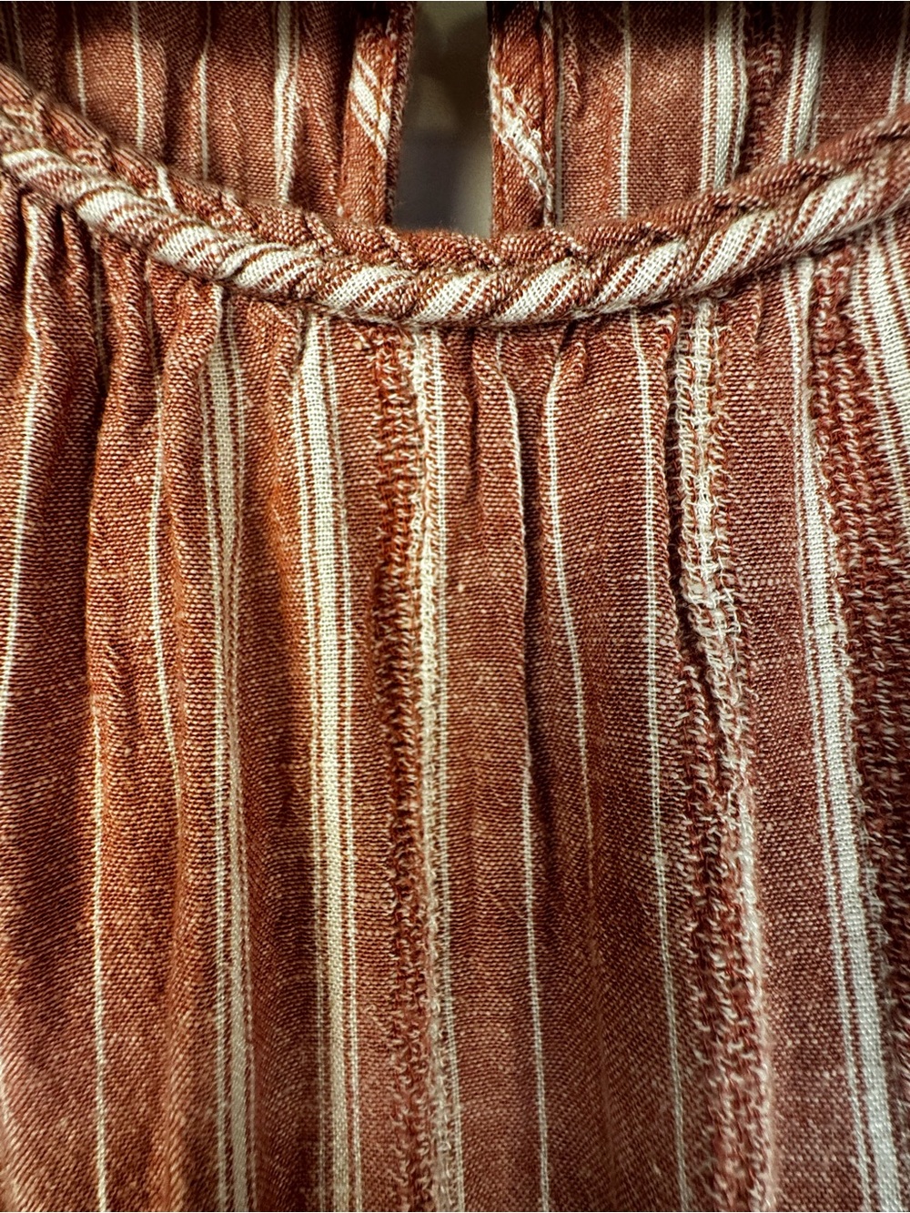 Old Navy Rust Striped Linen Blend Maxi Dress Medium Boho Cottagecore Summer - Picture 6 of 14